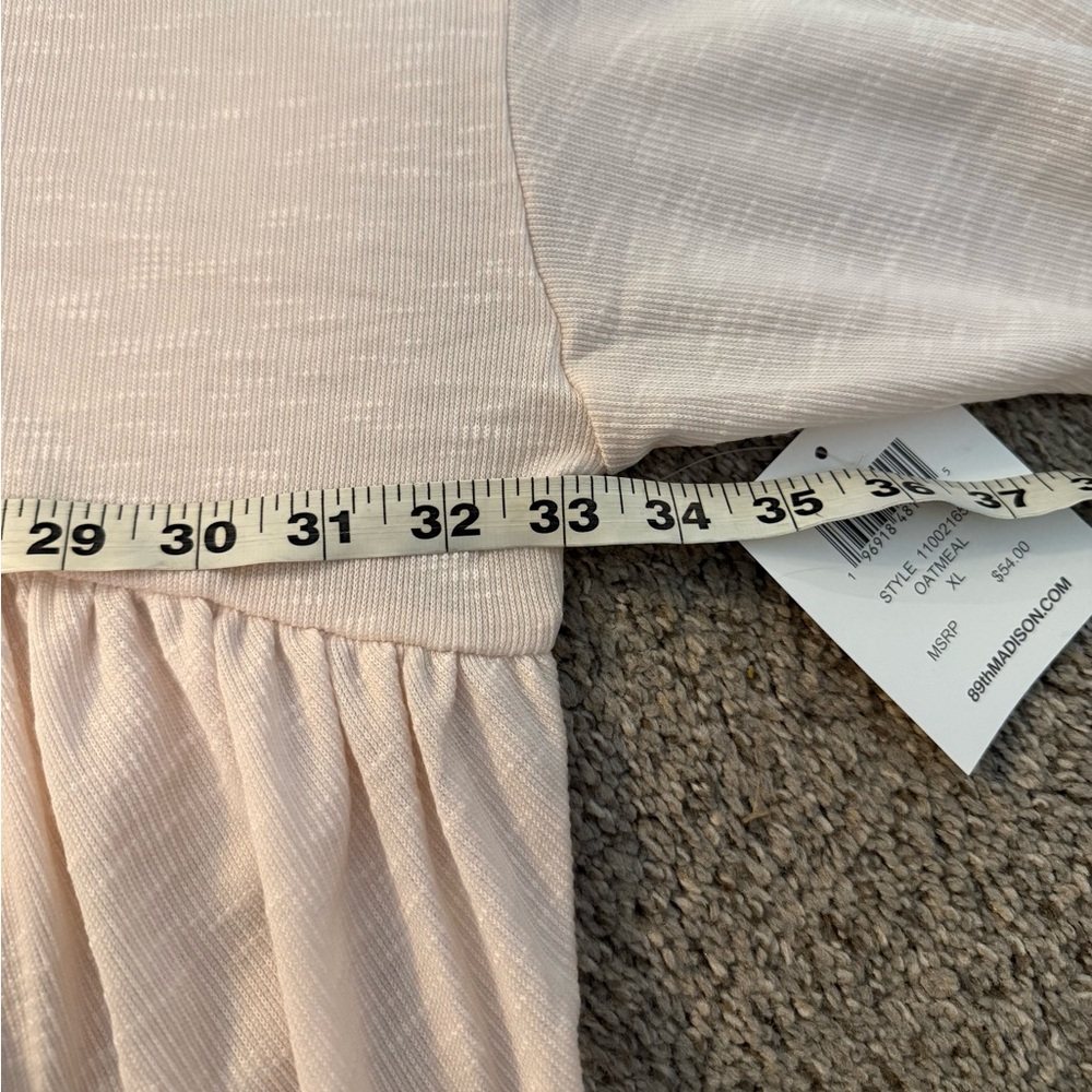89th and Madison NWT Pink Oatmeal Lightweight Peplum Hoodie Size XL - Picture 4 of 6